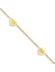14k Yellow Gold Spiga Puff Hearts MOM Bracelet