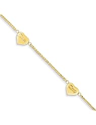 14K Spiga Puff Hearts MOM Bracelet Length 7.5"