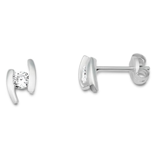 Miore Damen-Ohrstecker Zirkonia 9 Karat 375 Wei&szlig;gold MA965ZE Preisvergleich
