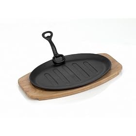 Cast Iron Sizzler with Wooden Base