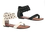 WOMENS ANKLE COLLAR GLADIATOR SANDALS FLOWER CUFF 3 - 8