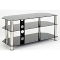 MountRight GT5 TV Stand For Up To 60" LED, LCD & Plasma Screen - Black Glass/Silver Legs