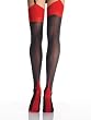 Thigh Hi Stocking CUBAN Foot BACKSEAM Hosiery Black Red Two Toned Lingerie