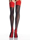 Thigh Hi Stocking CUBAN Foot BACKSEAM Hosiery Black Red Two Toned Lingerie