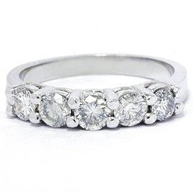 Womens Band .75ct Gorgeous 5 Stone Round Dimaond Wedding Ring 14K White Gold Womens Band .75ct Gorgeous 5 Stone Round Dimaond Wedding Ring 14K White Gold
