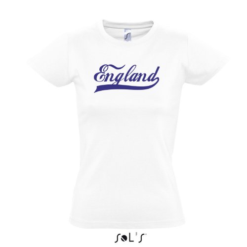 Damen T-Shirt – England Oldschool LÄNDERSHIRT EM / WM FAN Trikot S-XXL , White – blau , M