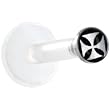 Clear Bioplast Black and White Iron Cross Logo Push In Labret