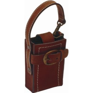 Nicole Miller Leather Universal Cell Phone Carry Case with Hand Strap, Brown