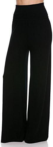 Women's high waisted palazzo pants (Medium, Black)