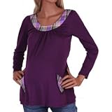 Purple Plaid Long Sleeve Maternity Shirt