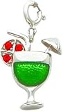 Sterling Silver Enameled Martini Glass Charm Pendant