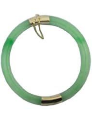 Green Jade Two Section Bangle, 14k Gold