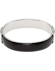 Amalfi™ Stainless Steel & Leather Bangle Bracelet 08.00 Inch Black B456