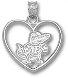 Florida Gators Solid Sterling Silver Classic Albert Heart Pendant