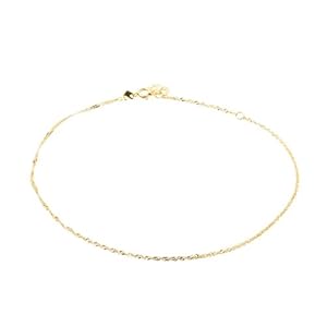 Duragold 14k Yellow Gold Sparkle Singapore with Butterfly Anklet, 9+1