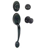 Frankfort Oil Rubbed Bronze Handleset with Salem Interior Door Knob Kwikset Keyway (We Key Lock Orders Alike for Free)