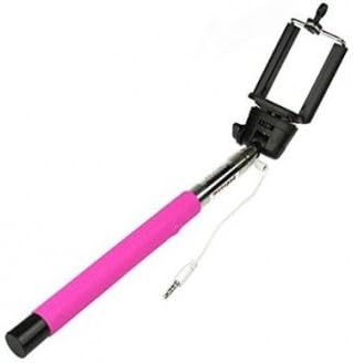 Lot of 6 Pieces -Extendable Wired Remote Shutter Selfie Stick Monopods - Pink