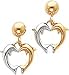 14K Two Tone Gold Dolphins Dangle Earrings Jewelry title=