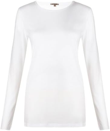 Pima Cotton Long Sleeve Crew Tee-WH000 White #F5F5F5-Large