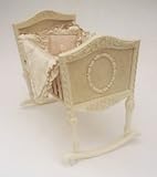 Green Frog Art Antique White Cradle