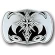 Pewter Belt Buckle - Cross with Wings - Oversized Belt Buckle