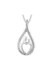 A Mothers Love Pendant Necklace with Diamond Accent in Sterling Silver with Chain