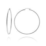 Sterling Silver Tarnish-Free Polished Tube Hoop Earrings (1.6" Diameter) ~ Amazon.com Collection