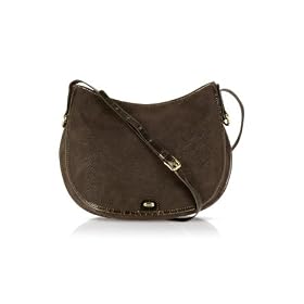 Bric's Life Chic - Micro-Suede and Croc Leather Shoulder Bag Dark Brown