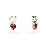 14K White Gold Heart Created Orange Sapphire Earrings