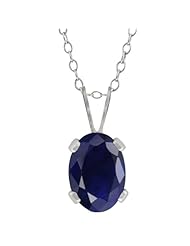 1.02 Ct Oval Shape Blue Sapphire Sterling Silver Pendant
