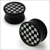 Double Flared Checker Logo Ear Plug Piercing Jewelry by Plugs Tunnels and Expanders-UV