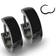 316L Stainless Steel Black Hinged Hoop Earrings - Sold as a Pair