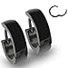 316L Stainless Steel Black Hinged Hoop Earrings - 316L Stainless Steel Black Hinged Hoop Earrings -