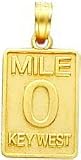 14K Gold Mile 0 Key West Mile Marker Charm