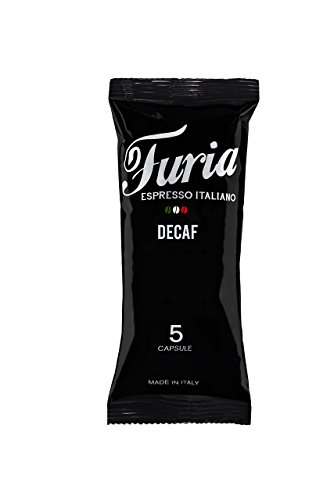 Caffe Furia Decaf, Italian Coffee Capsules For Nespresso Espresso Makers, (100 Count)