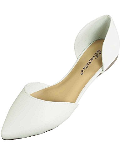 Breckelles-Womens-Faux-Leather-DOrsay-Pointed-Toe-Flats-White-7