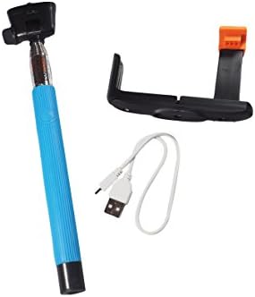 Wireless, High Quality Selfie Stick RB4K Bluetooth Wireless Monopod for Mobile Phone with Remote Shutter Button on Stick, Extendable Length and Adjustable Phone Holder (Blue)
