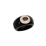 14K Yellow Gold Onyx and Oval Shaped Garnet Ring