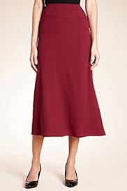Flared Hem Long Crepe Skirt