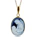 14K Yellow Gold Mother Holding Her Child Cameo Pendant w/Chain 18