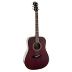 Hohner HW300G-TWR Mahogany Dreadnaught Acoustic Guitar, Transparent Wine Red Finish