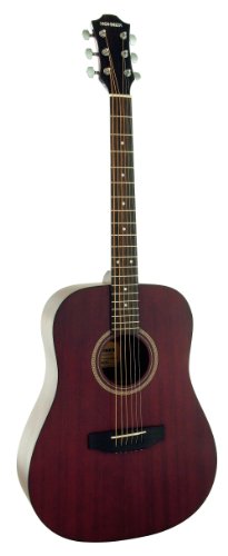 Hohner HW300G-TWR Mahogany Dreadnaught Acoustic Guitar, Transparent Wine Red Finish