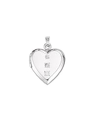 14k White Gold "I Forever Do" 3 Stone Diamond Locket 3/4 inch x 3/4 inch in Solid 14K White Gold
