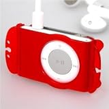 Clip-On Crystal Case w/ Headset Wrap for Apple 2nd Generation iPod Shuffle, (Red)
