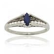 Marquise Sapphire & Diamond Ring Crafted in 10K White Gold