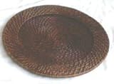 Round Rattan Brick Brown 13-Inch Charger, Set of 4