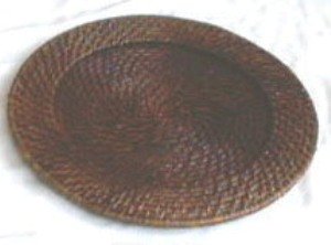 Round Rattan Brick Brown 13-Inch Charger, Set of 4