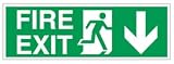 Stewart Superior Sign Fire Exit Arrow Down 450x150mm Self-adhesive Vinyl Ref SP124SAV