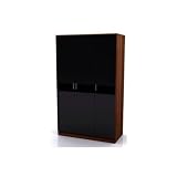 Lovely High Gloss Black On Walnut 3 Door Alina Wardrobe.