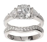 Epiphany Diamonique 2.95 ct tw 100-Facet 2-pc. Bridal Ring Set